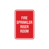 Portrait Round Fire Sprinkler Riser Room Sign with Adhesive Tape, Mounts On Any Surface, Weather Resistant