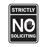 Portrait Round Strictly No Soliciting Wall or Door Sign