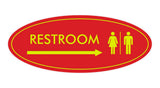 Oval Restroom Right Arrow Sign