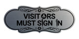 Designer Visitors Must Sign In Wall or Door Sign