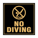 Square No Diving Sign with Adhesive Tape, Mounts On Any Surface, Weather Resistant