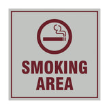 Square Smoking Area Sign with Adhesive Tape, Mounts On Any Surface, Weather Resistant