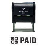 Paid W/ Check Icon Self Inking Rubber Stamp