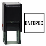 Black Square ENTERED Self Inking Rubber Stamp
