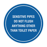 Circle Sensitive Pipes Do Not Flush Anything Other Than Toilet Paper Wall or Door Sign