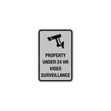 Portrait Round Property Under 24 HR Video Surveillance Sign with Adhesive Tape, Mounts On Any Surface, Weather Resistant
