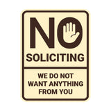 Portrait Round No Soliciting We Do Not Want Anything From You Wall or Door Sign