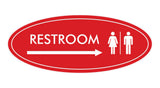 Oval Restroom Right Arrow Sign