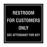 Square Restroom For Customers Sign with Adhesive Tape, Mounts On Any Surface, Weather Resistant