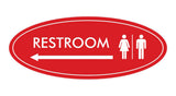 Oval Restroom Left Arrow Sign