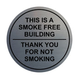 Circle THIS IS A SMOKE FREE BUILDING, Thank You For Not Smoking Wall / Door Sign