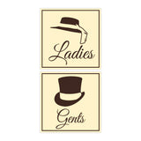Square ladies and gents sign set with Adhesive Tape, Mounts On Any Surface, Weather Resistant