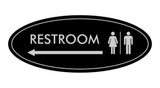 Oval Restroom Left Arrow Sign