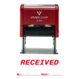 Red RECEIVED By Date Self Inking Rubber Stamp
