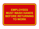 Signs ByLITA Classic Framed Employees Must Wash Hands Before Returning To Work