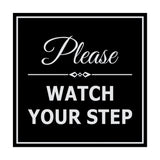 Signs ByLITA Square Classy Please Watch Your Step Sign with Adhesive Tape, Mounts On Any Surface, Weather Resistant, Indoor/Outdoor Use
