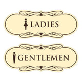 Designer Ladies and Gentlemen Figurines Restroom Signs (Set of 2) For Walls or Doors