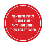 Circle Sensitive Pipes Do Not Flush Anything Other Than Toilet Paper Wall or Door Sign