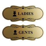 Designer Ladies and Gents Restroom Signs, Bow Ties and Tiaras (Set of 2) Wall or Door Sign