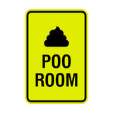 Portrait Round Poo Room Sign with Adhesive Tape, Mounts On Any Surface, Weather Resistant