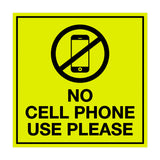 Signs ByLITA Square No Cell Phone Use Please Sign with Adhesive Tape, Mounts On Any Surface, Weather Resistant, Indoor/Outdoor Use