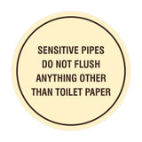 Circle Sensitive Pipes Do Not Flush Anything Other Than Toilet Paper Wall or Door Sign