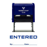 Blue Entered By Date Self Inking Rubber Stamp