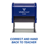 CORRECT AND HAND BACK TO TEACHER Self Inking Rubber Stamp