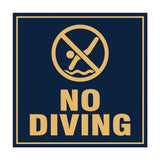 Square No Diving Sign with Adhesive Tape, Mounts On Any Surface, Weather Resistant