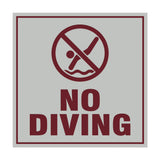 Square No Diving Sign with Adhesive Tape, Mounts On Any Surface, Weather Resistant