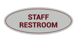 Light Grey / Burgundy Oval STAFF RESTROOM Sign