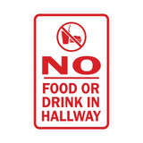 Portrait Round No Food Or Drink In Hallway Sign