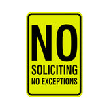 Portrait Round No Soliciting No Exceptions Sign