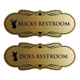 Designer Bucks and Does Novelty Restroom Signs (Set of 2) Wall or Door Sign