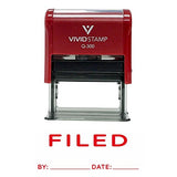 Red Filed By Date Self Inking Rubber Stamp