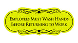 Signs ByLITA Designer Employees Must Wash Hands Before Returning to work Sign