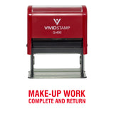 Red Make-Up Work Complete and Return Teacher Self Inking Rubber Stamp