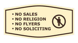 Fancy No Sales, No Religion, No Flyers, No Soliciting Wall or Door Sign