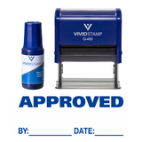 Approved By Date Self Inking Rubber Stamp Combo with Refill
