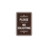 Portrait Round please no soliciting Sign with Adhesive Tape, Mounts On Any Surface, Weather Resistant