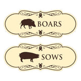 Designer Boars and Sows, Novelty Restroom (Set of 2) Wall or Door Signs