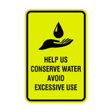 Signs ByLITA Portrait Round Help Us Conserve Water Avoid Excessive Use Sign with Adhesive Tape, Mounts On Any Surface, Weather Resistant, Indoor/Outdoor Use