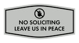 Fancy No Soliciting Leave Us In Peace Wall or Door Sign