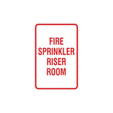 Portrait Round Fire Sprinkler Riser Room Sign with Adhesive Tape, Mounts On Any Surface, Weather Resistant