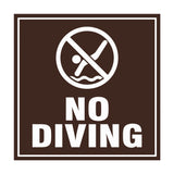 Square No Diving Sign with Adhesive Tape, Mounts On Any Surface, Weather Resistant