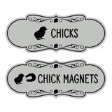Designer Chicks and Chick Magnets, Novelty Restroom Signs (Set of 2) Wall or Door Signs