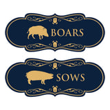 Designer Boars and Sows, Novelty Restroom (Set of 2) Wall or Door Signs