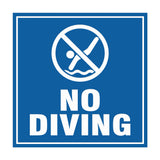 Square No Diving Sign with Adhesive Tape, Mounts On Any Surface, Weather Resistant