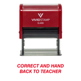 CORRECT AND HAND BACK TO TEACHER Self Inking Rubber Stamp