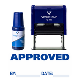 Approved By Date Self Inking Rubber Stamp Combo with Refill